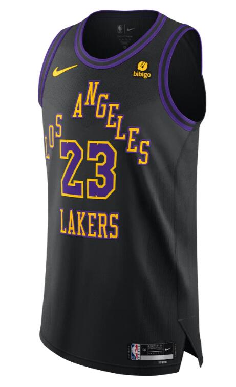 Men Los Angeles Lakers #23 LeBron James Nike Black City Edition 2024 Swingman NBA Jersey->los angeles lakers->NBA Jersey